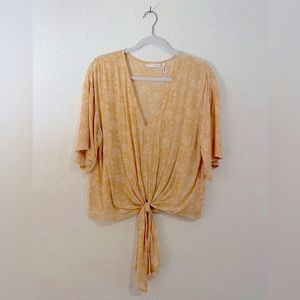 LUQ Front-Tie Yellow Floral Top - Size M